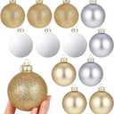Syhood 12 Pcs Glass Christmas Ball Ornaments 2.64 Inch Small Glitter Christmas Tree Balls Ornaments Decoration Present for Xmas Tree Decorations Set (Champagne Set,Glitter+Matte)