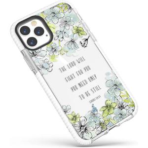 Cute Case Compatible for iPhone 15 Pro Max Bible Verses for Girls Women,Blue Floral Inspirational Christian Quotes Exodus 14:14 Soft Protective Case Compatible with iPhone 15 Pro Max