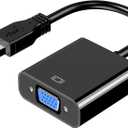 USB to VGA Adapter for Monitor MacBook, VGA to USB 3.0/2.0 Converter 1080P Multi-Display Video Cable for Laptop Desktop PC to Monitors, Projector, TV. (Not Support Chromebook) (Black)
