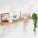 Natural Oak Floating Shelf for Wall, 48" W x 8" D x 1.2" H Wall Mounted Rustic Wooden Display Shelf for Living Room Bathroom Bedroom Kitchen with Heavy-Duty Bracket, Natural Oak Finish, Set of 1