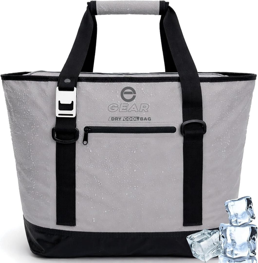 Soft Sided Cooler Tote Bag Waterproof Leakproof Insulated Dry Bag Cooler with Zipper Top, Collapsible Beach, Pool, Boat, Grocery Cooler (20 or 36 Cans)