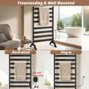 Heated Towel Racks for Bathroom Freestanding & Wall Mounted, WiFi-Enable Electric Towel Warmer Rack, Extra-Wide Heating Area Fast Heating with Timer & Temperature Control, 8 Bars, Matte Black