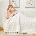 Latepis Luxury Faux Fur Throw Blanket Fuzzy for Couch Soft Thick Blanket for Bed Sofa Cute Plush Fuzzy Warm Blanket for All Seasons Ideal Gifts Luxury Throw Blanket Beige 50x60 Inch, 860gsm