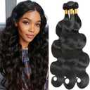BilltiiWW Body Wave Human Hair Bundles Body Wave Bundles Natural Color Double Weft Brazilian Human Hair Weave Extensions Soft and Silky for Black Women 22 24 26 Inch