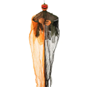 6 Feet Hanging Pumpkin Ghost with Red Glowing Eyes and Bendable Arms