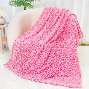 Warm Blanket Pink Soft Fleece Leopard Print Blanket for Women, Fuzzy Hot Pink Cheetah Print Throw Blankets for Bed Couch Sofa, Cozy Gifts for Women Mom Birthday Mothers Day 50x60 Inches