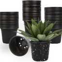 100 Packs Nursery Pots, 4 5 6 Inches Plastic Nursey Pots for Plants with Drainage Holes, Seed Starting Garden Pots of Flower Plant Container for Succulents, Transplanting (100, 5 Inch)