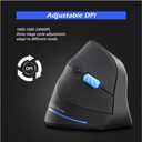 ZLOT Vertical Wireless Mouse,2.4G USB Optical Ergonomic Mice with 3 Adjustable DPI 1000/1600/2400 and 6 Buttons for Laptop, PC, Computer, Desktop, Black
