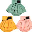 wegreeco Dog Diapers Female (3 Pack), Highly Absorbent Dog Diapers for Female Dogs in Heat, Incontinence, or Excitable Urination (HLF, Small) (Yellow, Green, Pink)