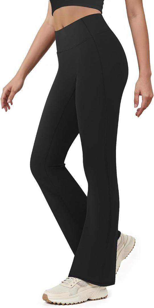 Yoga Pants for Women High Waisted Flare Leggings Bell Bottom Leggings Front Seamless Flared Workout Pants, Small