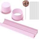 Round Cake Pop Mold Set with 9 Inch Tray and Sticks, ABS Cake Pop Maker, Circle Cake Pop Cutter and Pusher, Baking Molds Kit for Parties, Wedding,Home Desserts Making - Pink