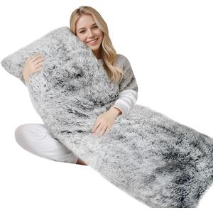 ZonLi Fluffy Body Pillow, Full Body Pillows for Adults, Long Pillow for Sleeping with Removable Cover and Adjustable Filling for Side Sleeper & PregnancyLarge and Firm Pillow, Machine Washable(Grey) (Grey)