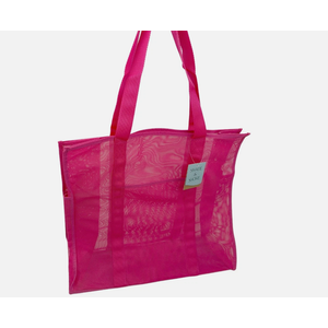 Large Pink Mesh Tote Bag Beach Lake Groceries Travel Waterproof Packable NEW