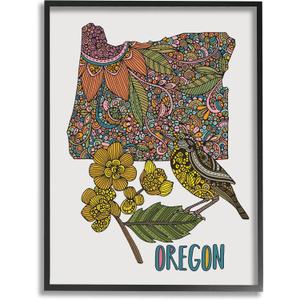 Stupell Industries Oregon State Flower Bird Framed Wall Art, Design by Valentina Harper (16L" x 1.5W")