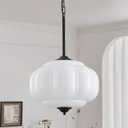 Milk Glass Light Fixture 15in Large Pendant Light Bulb Included