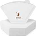 200 Count Coffee Filters #1, Disposable Coffee Filters, U Shape Coffee Paper Filter for Pour Over and Drip Coffee Maker, Suitable for Home Coffee Shop (1-2 Cup)