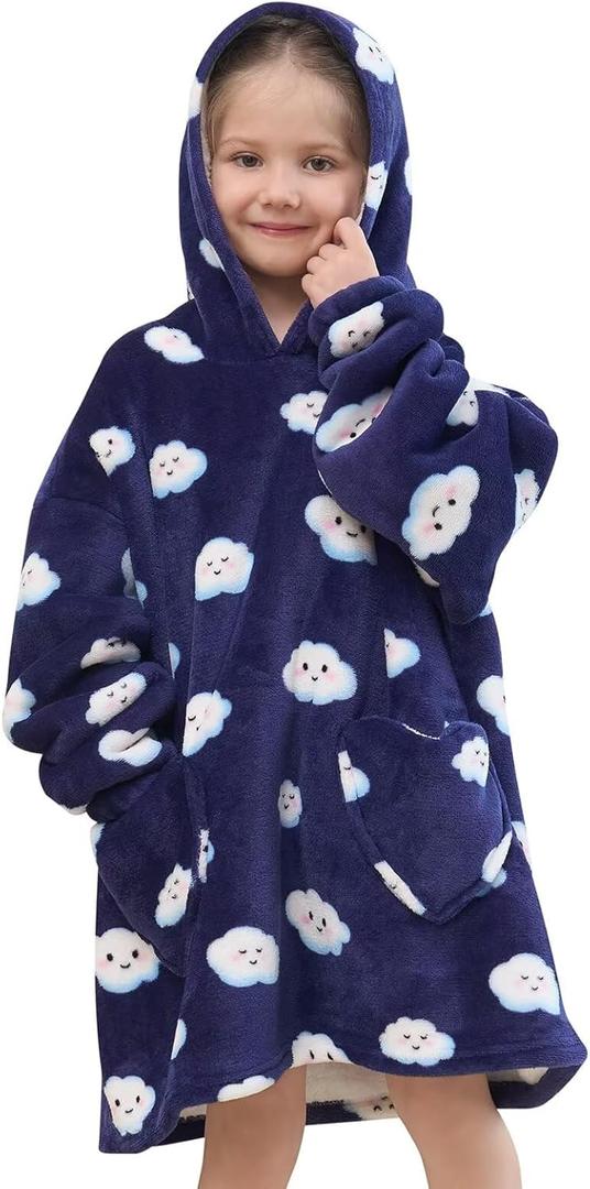 Fiosnow Pizza and Chips Blanket Hoodies for Kids 6-13YR Oversize Wearable Blanket Hoodies for Boys Girls Teens