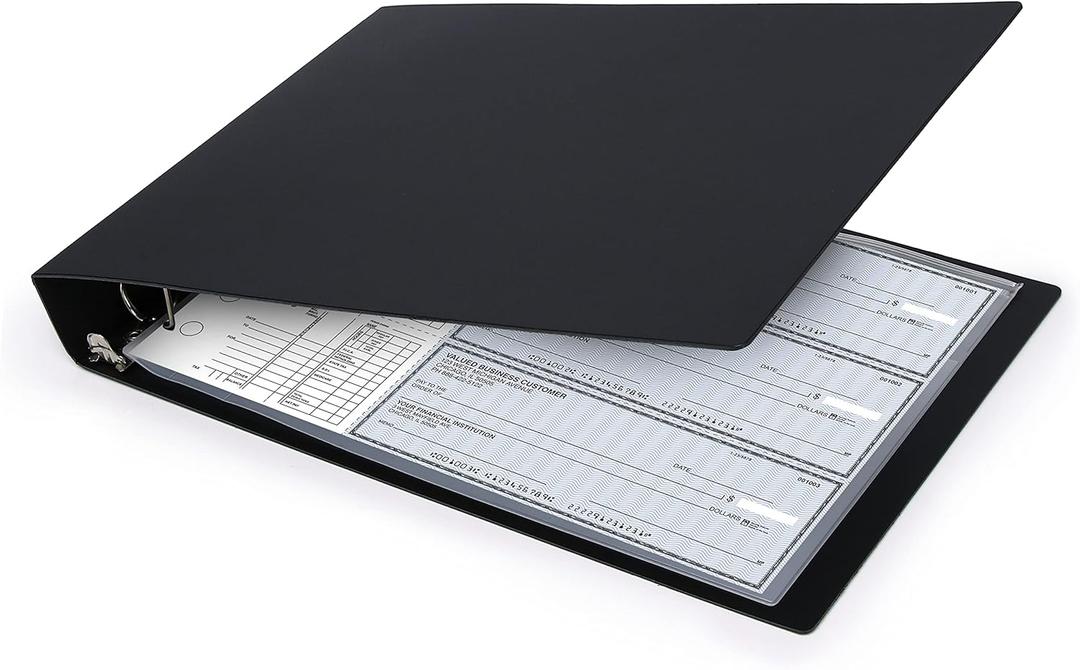 3 Rings Business Check Binder for 3 on a Page Checks, Fit 3 & 9 Holes Check (9" x11 1/4")