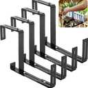 Cozcty 4 Pack Window Box Brackets, No Drill Adjustable Planter Box Brackets, Heavy Duty Deck Railing Planter Holders, Black Metal Flower Pot Hangers for Outdoor Gardens Balconies