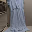 PRETTYGARDEN Women's Summer Floral Boho Dress Wrap V Neck Short Sleeve Ruffle A-Line Flowy Maxi Wedding Guest Dresses (Light Blue X-Large)