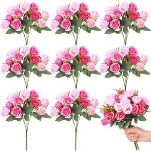 Zeyune 8 Pack 12 Inch Wedding Bouquets for Bride Bridesmaid Pink and Rose Red Artificial Rose Bouquet Fake Silk Roses Flowers Bunches Bulk for Home Office Garden Parties Decoration Zeyune 8 Pack 12 Inch Wedding Bouquets for Bride Bridesmaid Pink and Rose Red Artificial Rose Bouquet Fake Silk Roses Flowers Bunches Bulk for Home Office Garden Parties Decoration