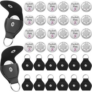 48 Pcs 24 Sets Breast Cancer Pocket Hug Token with Holder Breast Cancer Survivor Gift Stainless Steel Double Sided Coin Patients Must Have Hug Gifts for Men Women