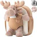 Moonkie Hug & Go Reindeer Toddler Backpack  Soft Plush Bag with Take-Along Toy for Kids Aged 24 | Ideal for Daycare, Travel & Birthday Gifts