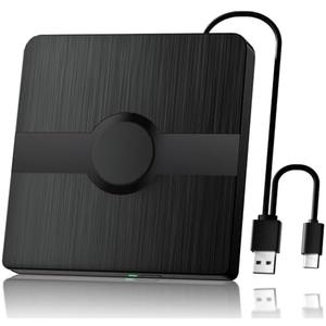 Wbacon External Blu Ray Drive, BD Player with Read/Write Capability Portable Blu-ray Player with USB 3.0 and Type-C CD/DVD Burner 3D Blu-ray Drive (with Charging Cable)