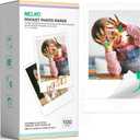 Nelko 52.3x90mm Premium Sticky Back Photo Paper, 100-Pack Genuine PP01 & PP03 Pocket Printer Paper, Water Resistant Photo Paper, Compatible with Nelko Photo Printer Series, Easy to Peel, White