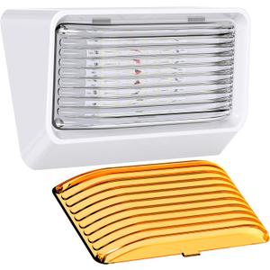 RV Exterior Porch Utility Light - 12v 280 Lumen Lighting Fixture. Replacement Lighting for RVs, Trailers, Campers, 5th Wheels. White Base, Clear and Amber Lens Included (White, 1-Pack)
