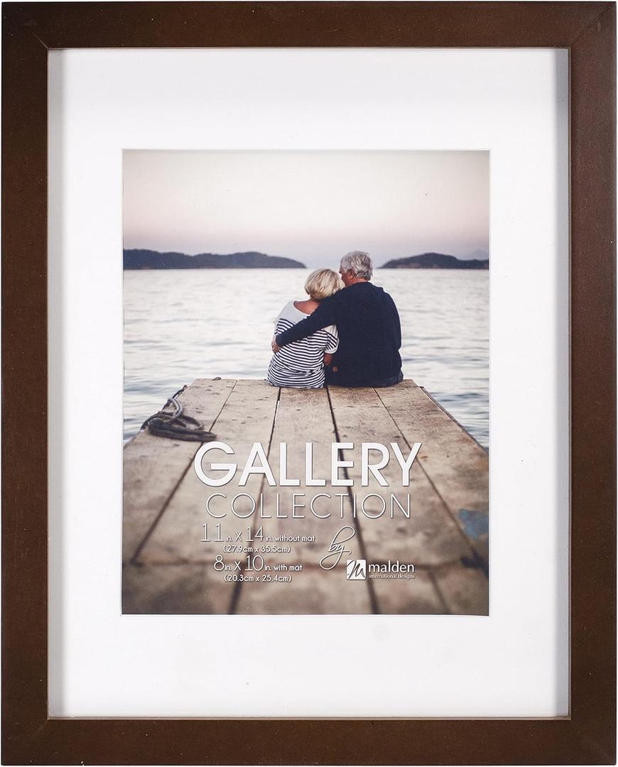 Malden International Designs 11x14 Matted To 8x10 Walnut Wall Picture Frame (1168-08)