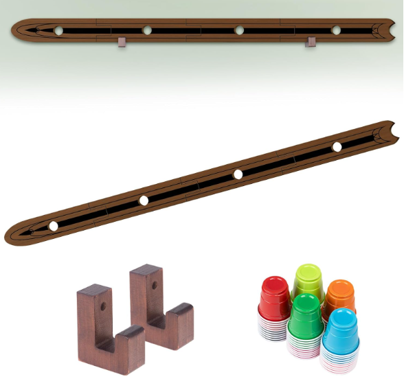 Extguds 5 FT Shot Board with Wall Mounts,4 Person Version,Sets:1 Shot Board + 2 Wall Mounts+50 Cute Shot Glasses, Perfect for Weddings,Bar,Family Gathering, Party