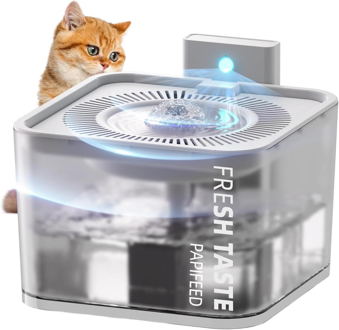 Silent Leak Proof Cat Drinking Fountain 3 Liter Large Capacity, Semi-Transparent Visible Water Tank with Motion Sensor Function, Detachable Cat Fountain