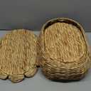 KOKODO Pack of 2 Scalloped Basket with Lids, Water Hyacinth Wicker, BOHO Handwoven Wicker Basket for Gifts, Diaper Caddy Organizer