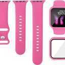 Sport Silicone Band and Case Compatible with Apple Watch Bands 38mm 40mm 41mm 42mm 44mm 45mm 46mm, Waterproof Apple Watch Strap & Screen Protector iWatch Series 11 10 9 8 SE 7 6 5 4 3 2 1 for Women Men