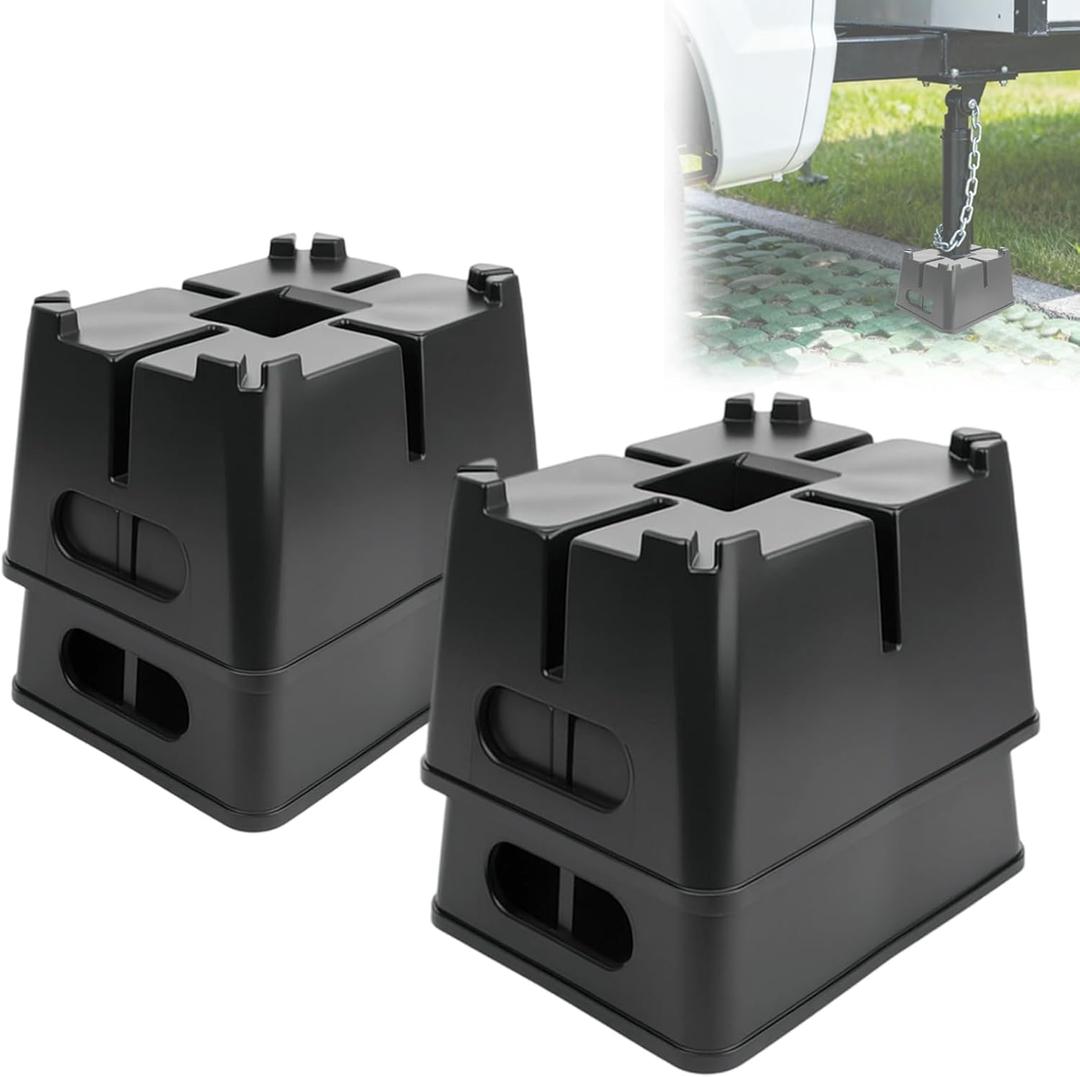 4 Pcs RV Trailer Jack Block, RV Stabilizer Blocks Supports up to 30000 Lbs, Square Stabilizer Plate for Travel Trailers, Tongue Jacks, Post, Foot 4 Pcs RV Trailer Jack Block, RV Stabilizer Blocks Supports up to 30000 Lbs, Square Stabilizer Plate for Travel Trailers, Tongue Jacks, Post, Foot