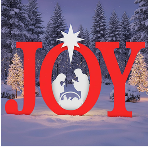 Christmas Joy Nativity Outdoor Decoration, 3 Piece Joy Christmas Nativity Scene Yard Signs Lawn Decor Weather Resistant PVC Silhouette Outdoor Decor, Red