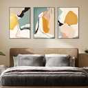 MPLONG Wall Art, Frame Canvas Wall Art Set, Striking Modern Minimalism, Abstract Natural Geometric Color Block Picture Prints, Aesthetic Living Room Bedroom Office Kitchen Wall Decor