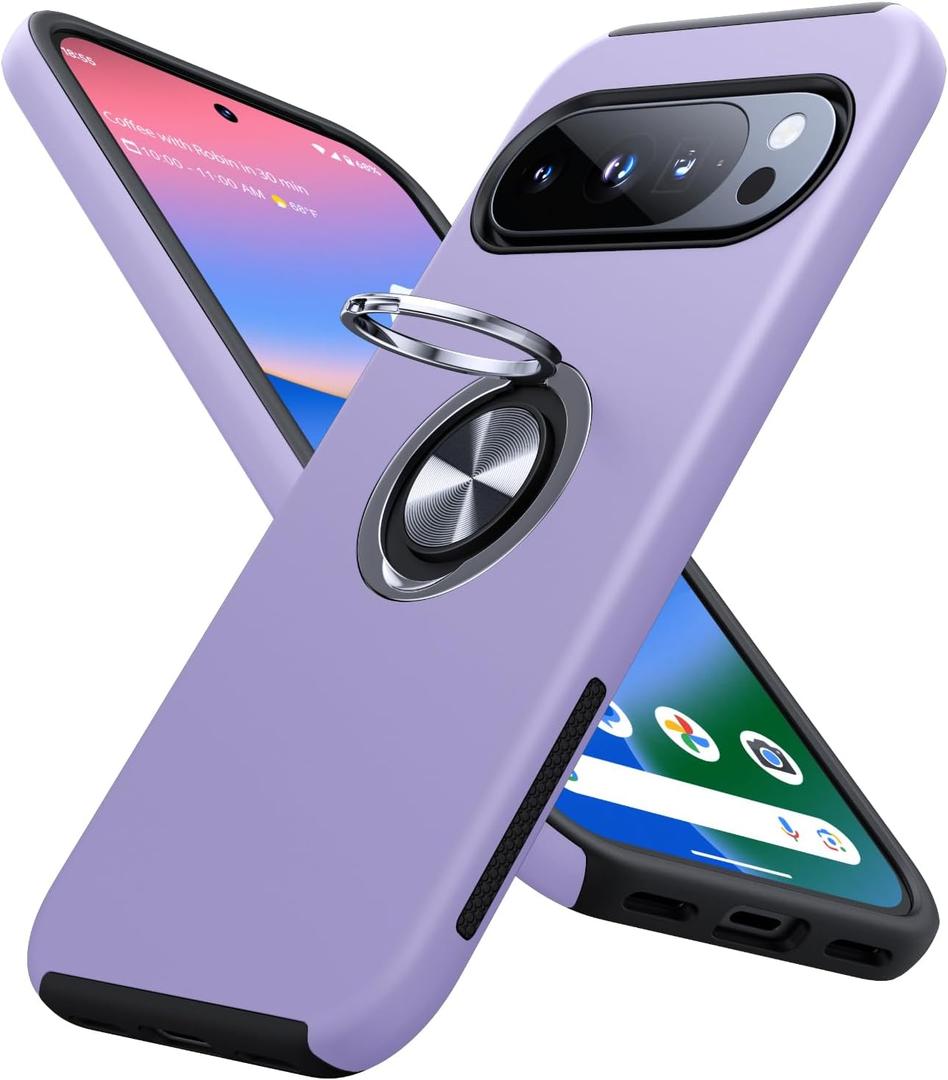 JAME for Google Pixel 10 Case/Pixel 10 Pro Case, Slim Fit Military Grade Shockproof Cover with Metal Ring Holder Stand Kickstand Protective Phone Case for Google Pixel 10/10 Pro 6.3", Purple