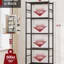 Sakugi Storage Shelves - 5-Tier Large Capacity Shelf Organizer with Hooks, Heavy-Duty Garage Shelving with Leveling Feet, Wobble-Free Rack for Bedroom, Balcony, Garage, 18.1"12.4"56.8", Black
