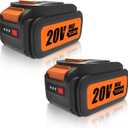 2-Pack 10.0Ah High Capacity 20V Max Lithium-Ion Battery Replacement for Worx WA3520 WA3525 WA3551 WA3572 Power Share Batteries, Compatible with Worx WG151 WG155 WG251 WG540 WG629 WG890 Power Tools