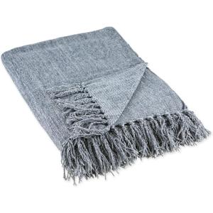 DII Chenille Throw Collection Solid Fringed, 50x60, Soft Denim Gray