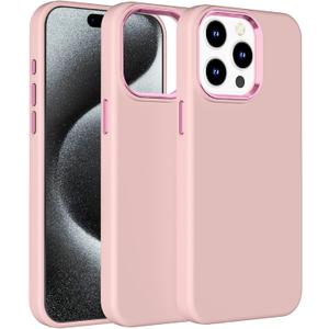 PinLiSheng for iPhone 16 Pro Case, Liquid Silicone with [Soft Anti-Scratch Microfiber Lining] [Metal Buttons] Shockproof Slim Protective Phone Case for Women Men - Pink