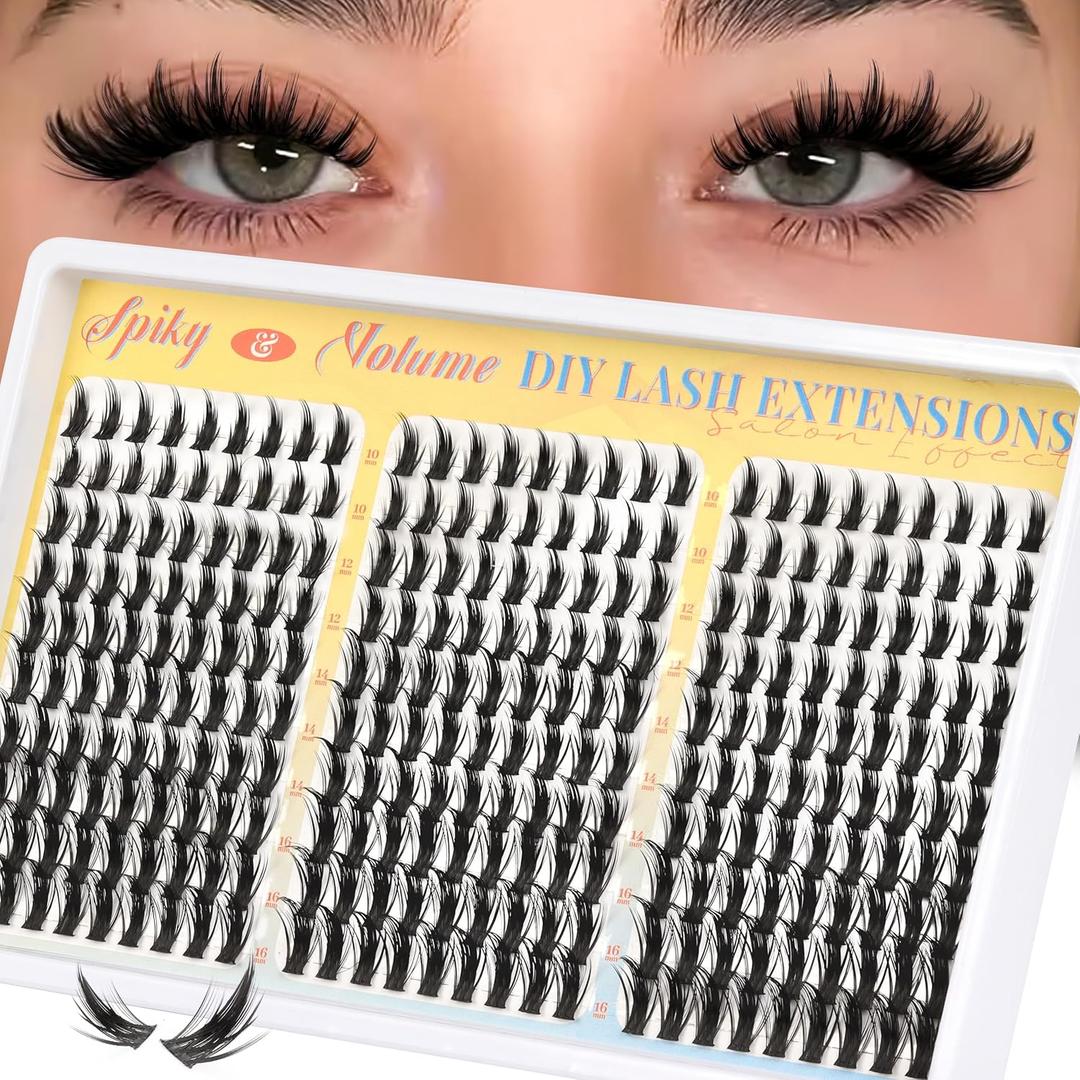 Manga Lash Clusters Spiky Anime Cluster Eyelash Extensions 270Pcs D Curl Volume Fluffy Eyelash Clusters 10-16mm DIY Fairy Wispy Individual Lashes Natural Look (Crystal Spire)