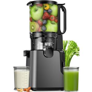 Juicer Machines with 5.8" Large Chute, 2-in-1 Cold Press Juicer for Whole Vegetables Fruits 400W, Masticating juicer Easy to Clean Juice Extractor Machine for Making Nut Mike, Juice, Premium Gray