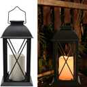 2 Pack Outdoor Solar Lantern 12" Battery Hanging Lanterns Waterproof Vintage Classics Flickering Flameless Candle Lanterns for Patio, Table, Party, Garden, Table, Kitchen