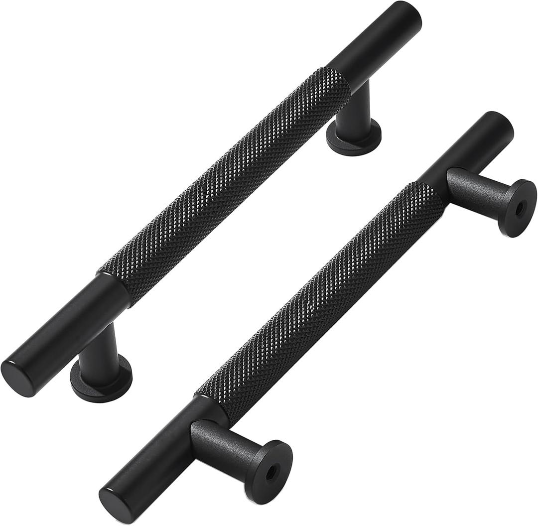 khtumeware 10 Pack 6 Inch(152mm) Drawer Handles Knurled Matte Black Cabinet Pulls Drawer Pulls Kitchen Hardware Kitchen Handles for Cabinets Cupboard Handles