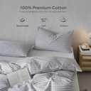 JELLYMONI Striped Duvet Cover Set - King Size Comforter Cover, Classic Grey & White Stripes, 100% Cotton 3 Pcs Bedding with Zipper Closure & 8 Corner Ties for Master or Guest Bedroom