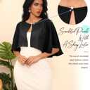 Eeeuityoo Chiffon Shawl Wraps Women's Girls Shrug for Evening Dress Wedding Cape Cover Up 1920s Shawl (Black)