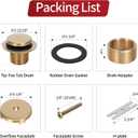 PRIMSOPH Tip-Toe Tub Drain Trim Kit with One Hole Overflow Faceplate Conversion Kit Assembly Universal Fine Coarse Thread Replacement Brushed Gold
